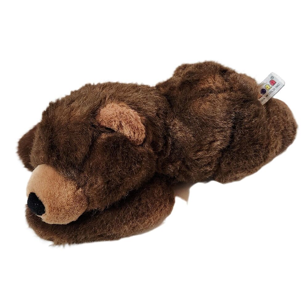 Aurora Brown Bear Laying Flat Plush Stuffed Animal Soft Cuddly Toy